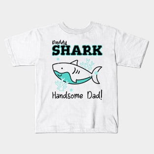 Daddy shark handsome dad, father aesthetic digital modern art illustration Kids T-Shirt